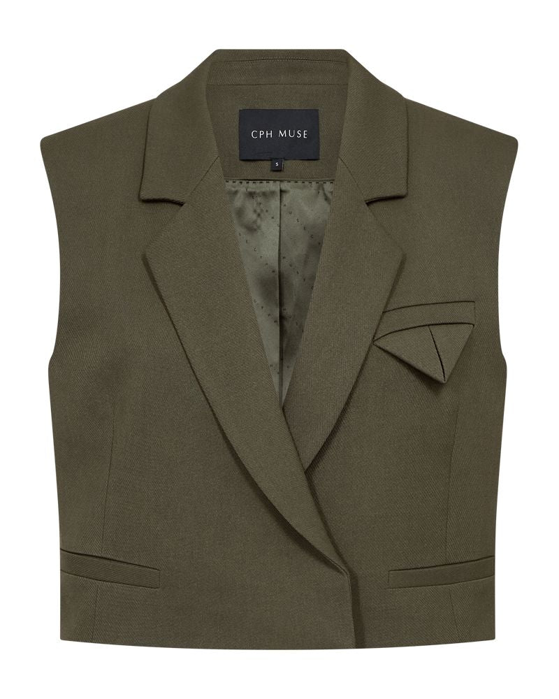 Copenhagen Muse - Cmtailor-short-waistcoat 203883 - 8705 Ivy Green Melange 
