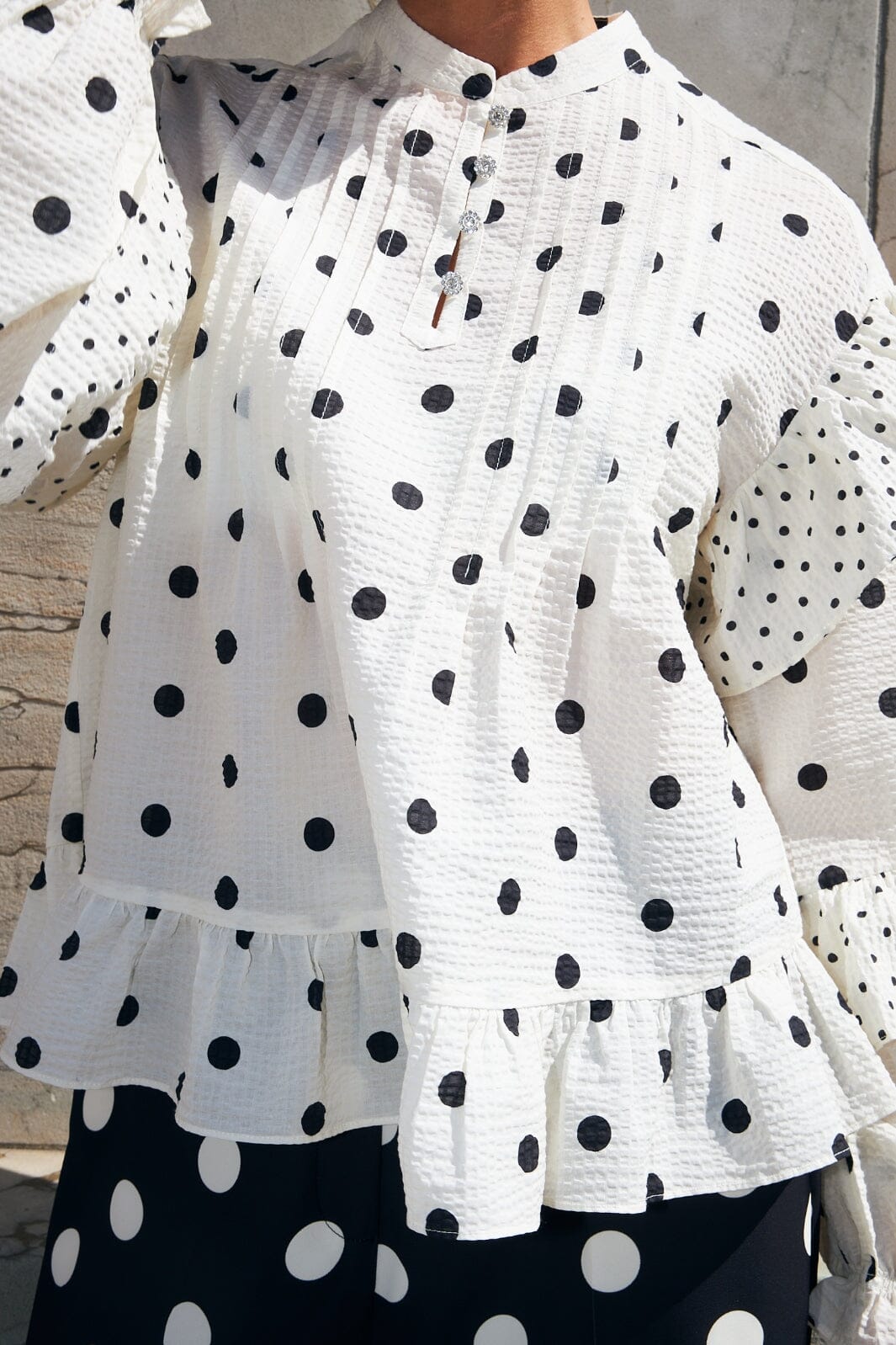 Cras - Western Blouse CE1043 - 8143 - 8143 White Polka