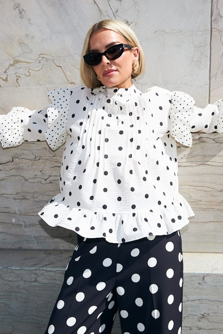 Cras - Western Blouse CE1043 - 8143 - 8143 White Polka