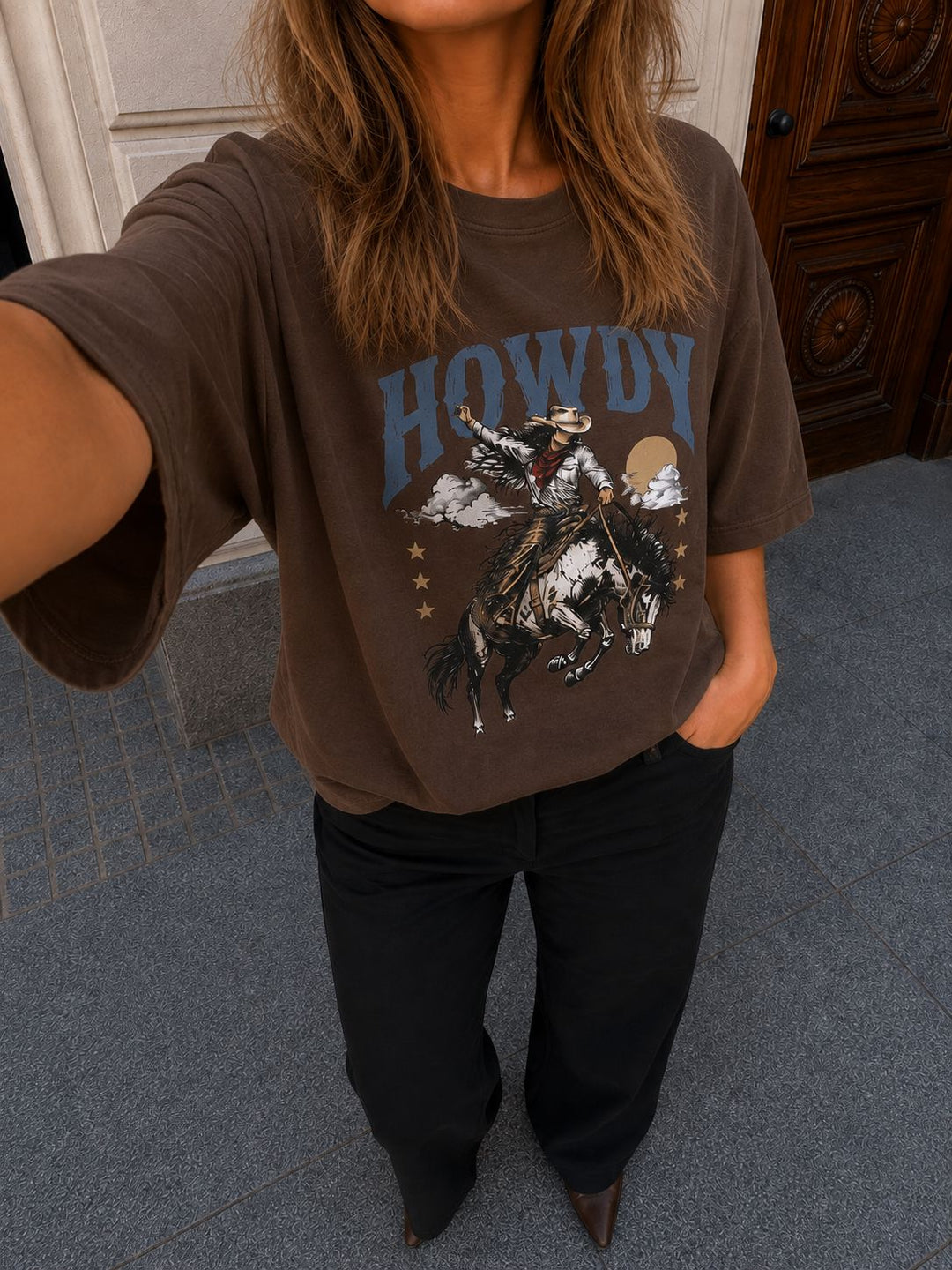 Dear Molly - Howdy T-Shirt Ch170408b - Chocolate Brown T-shirts 