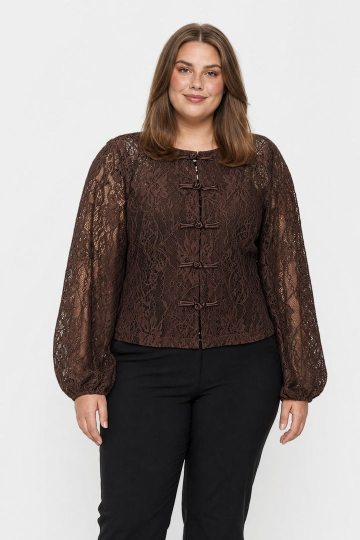 Dear Molly - blondebluse Ch171496b - chokoladebrun - XXL
