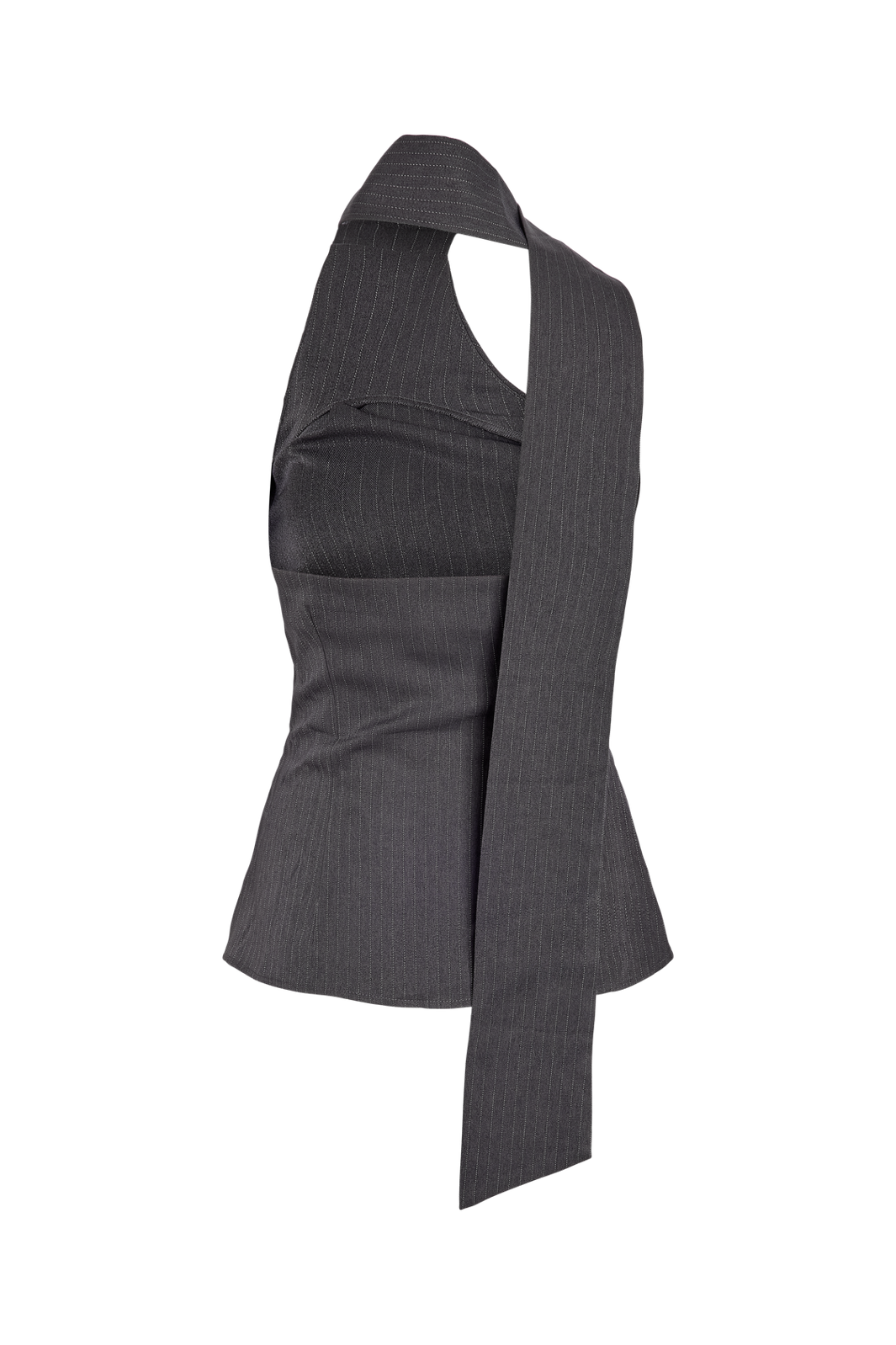 Noisy May - Nmpine One Shoulder Scarf Top - 5257541 Charcoal Gray Pinstripe