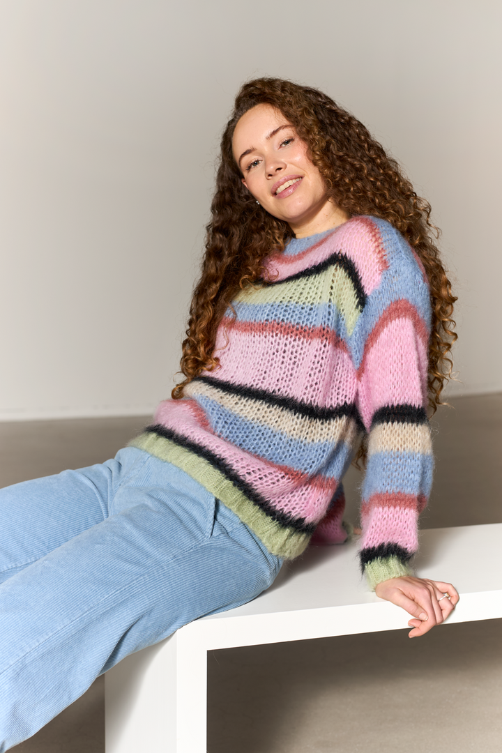 Black Colour - Bcfrey Striped Jumper 1239 - Soft Candy