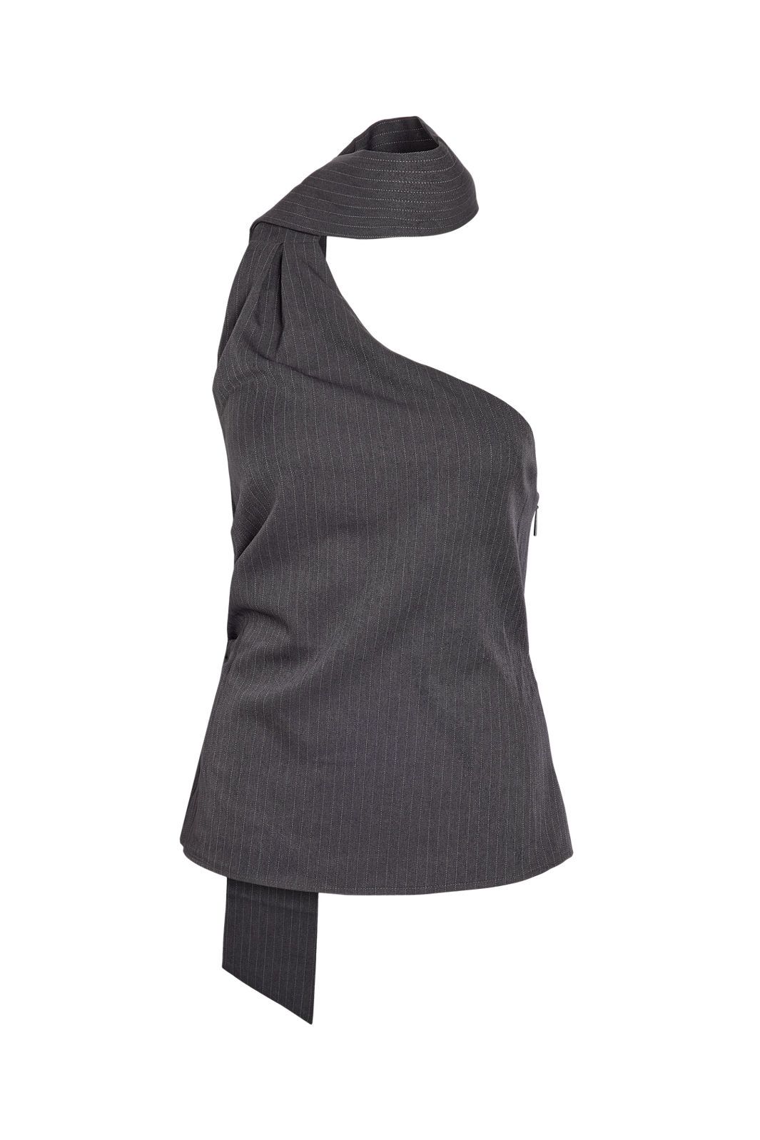 Noisy May - Nmpine One Shoulder Scarf Top - 5257541 Charcoal Gray Pinstripe