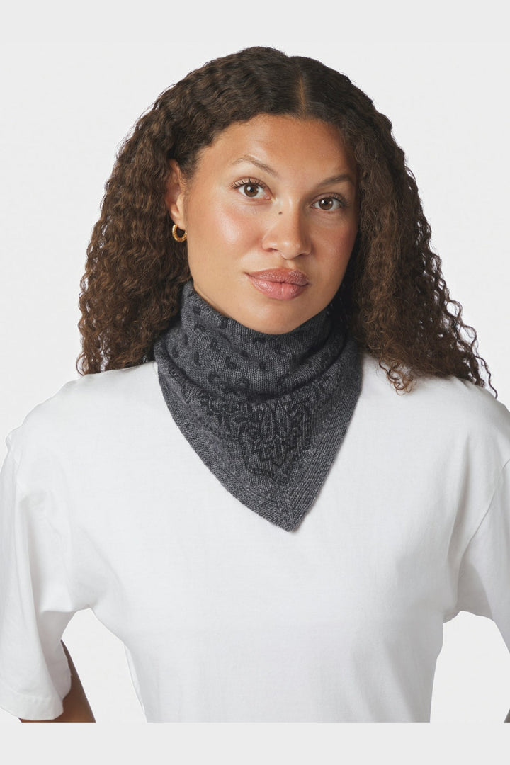 Neo Noir - Ariya Paisley Knit Scarf 171220 - 136 - Antracit Melange