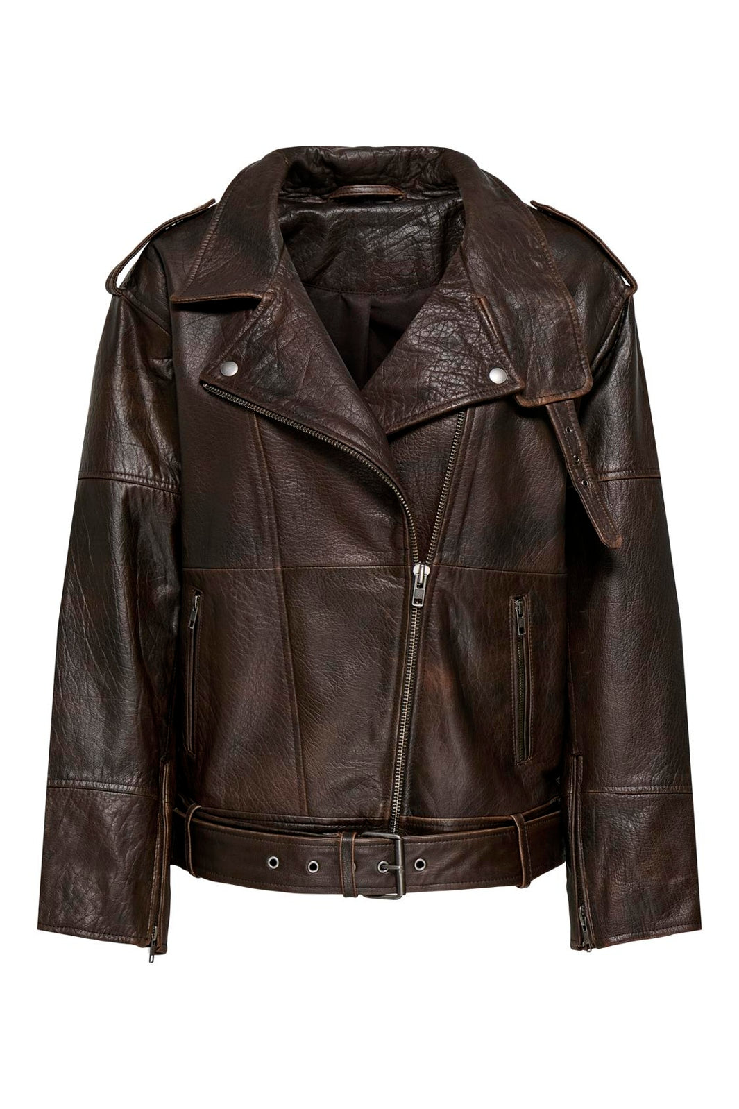 Only - Onlpetra Real Leather Biker - 5275663 Carafe Washed