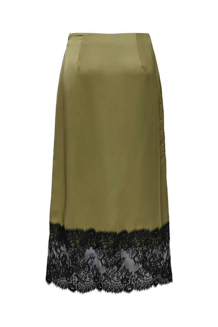 JDY - Jdybita Satin Lace Midi Skirt - 5109422 Gothic Olive Black Lace