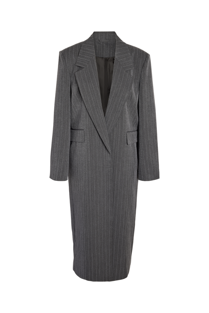 Noisy May - Nmcelia L/S Long Oversize Blazer Tnt/20 - 5213553 Charcoal Gray Pinstripe