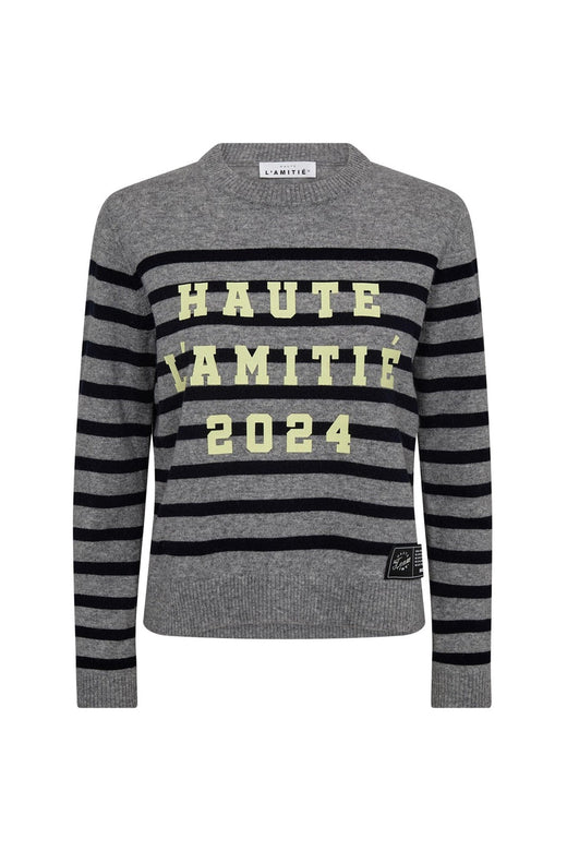 Haute L'Amitié - Cash Ls Stripe Logo Knit HL10261 - Light Grey Melange