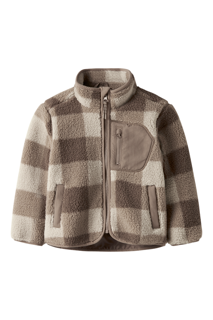 Name It - Nmmmonico Sherpa Jacket Check - 4893826 Fossil