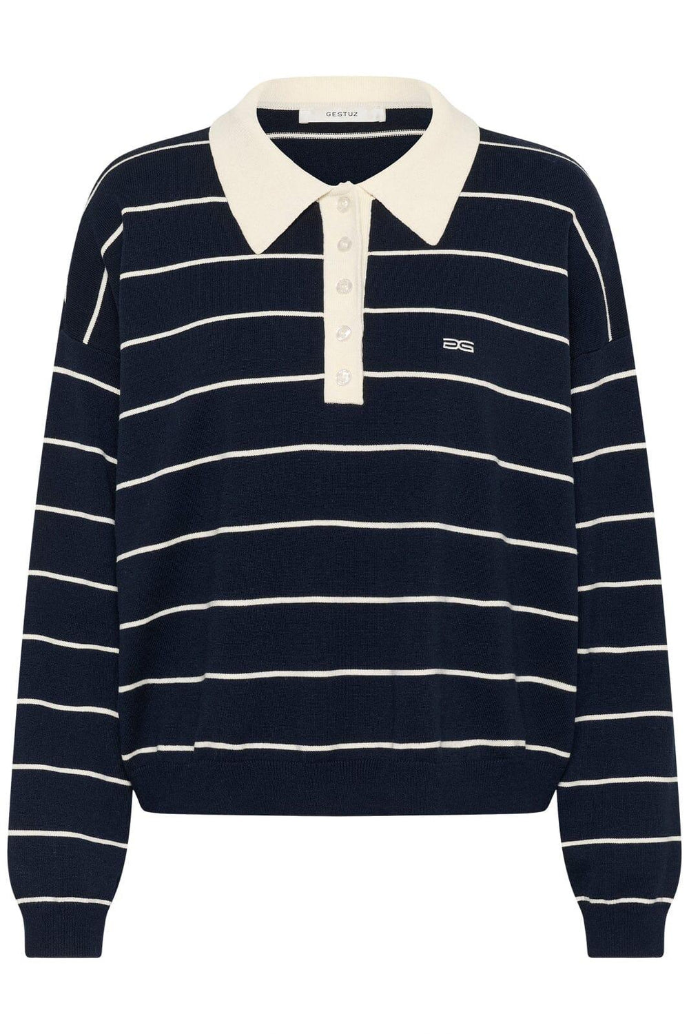 Gestuz - Gztaige Polo Pullover 10910829 - 109335 - Skycaptain Striped Strikbluser 