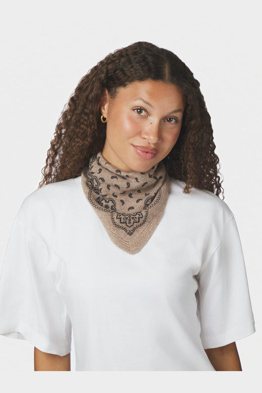 Neo Noir - Ariya Paisley Knit Scarf 171220 - 976 - Beige Melange