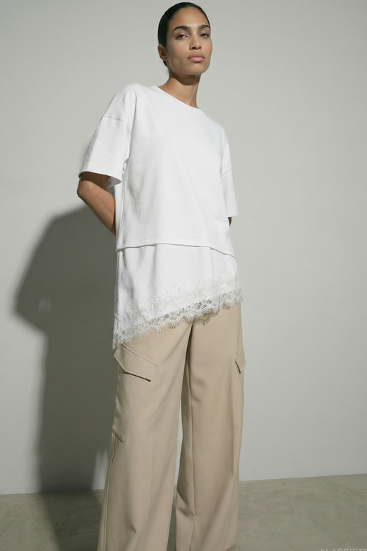 Hypedrop - Hdkora Ss Boxy Layered Lace T-Shirt 32000847 - 5191860 - White