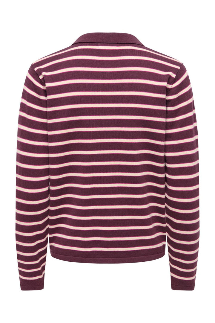 JDY - Jdyina L/S Polo Pullover Knt - 5108258 Sassafras Sandshell / Fuchsia Red