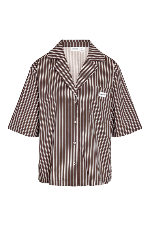 Noisy May - Nmfrida 2/4 Stripe Button Shirt - 5191105 Chocolate Brown Birch
