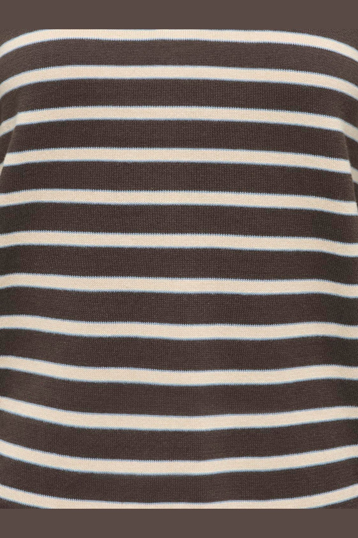 JDY - Jdyina L/S Polo Pullover Knt - 5094718 Mulch Sandshell / Windward Blue