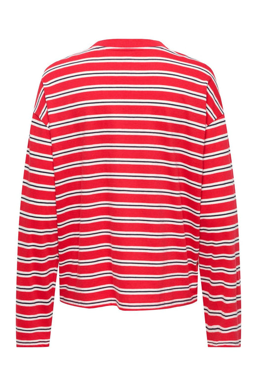 Only - Onlhappy L/S O-Neck Stripe Tee - 5201889 Lollipop Cloud Dancer + Night Sky Ina