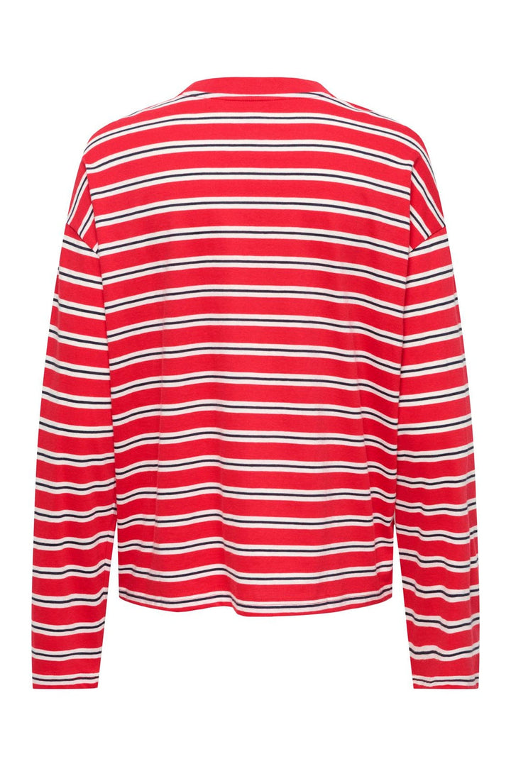 Only - Onlhappy L/S O-Neck Stripe Tee - 5201889 Lollipop Cloud Dancer + Night Sky Ina