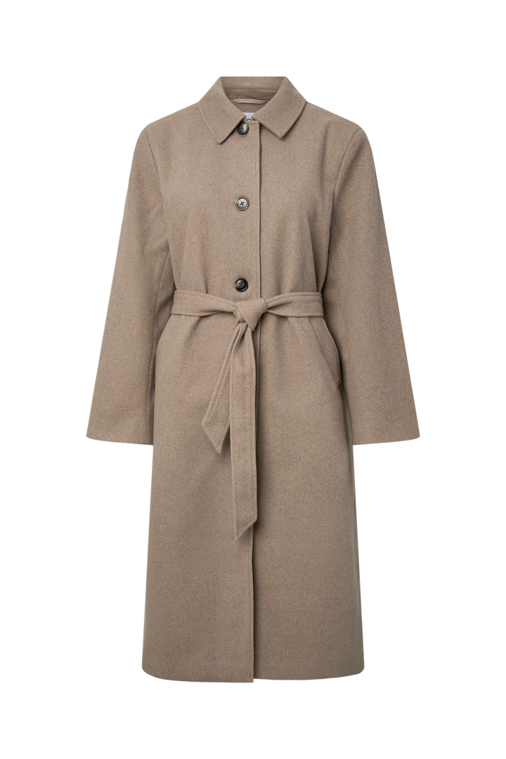 Pieces - Pcaya Long Coat - 5050603 Greige Melange