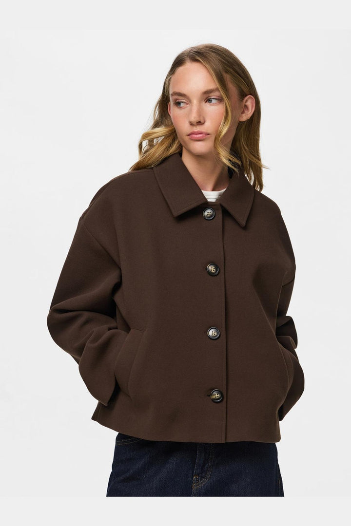 Pieces - Pcaya Short Coat - 5102307 Hot Fudge