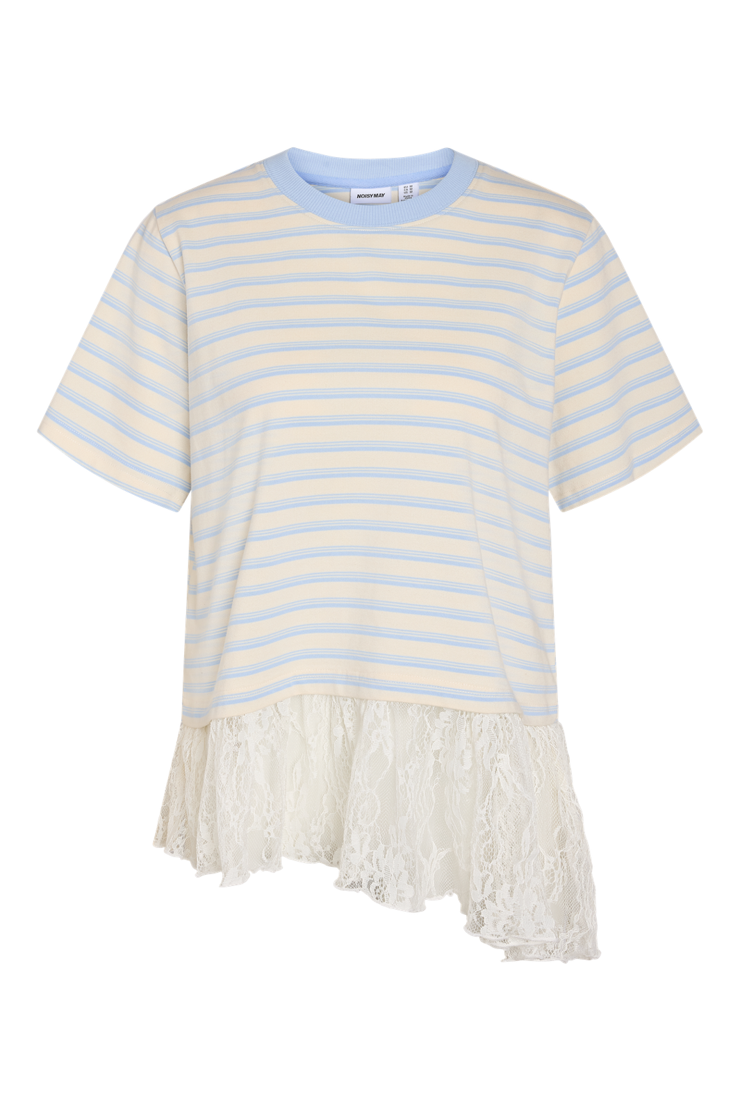 Noisy May - Nmember Ss Stripe Lace Top - 5191155 Birch Cashmere Blue