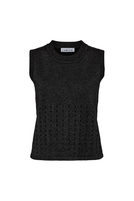 Haute L'Amitié - Hole Lurex Knit Top HL10397 - Black