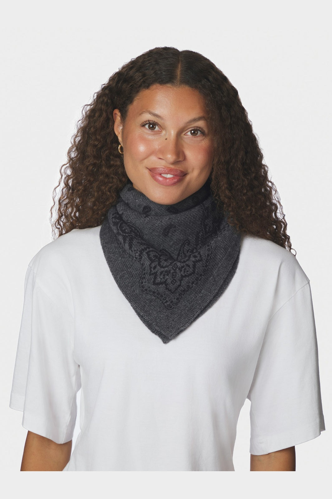 Neo Noir - Adelina Paisley Knit Scarf 169506 - 136 - Antracit Melange
