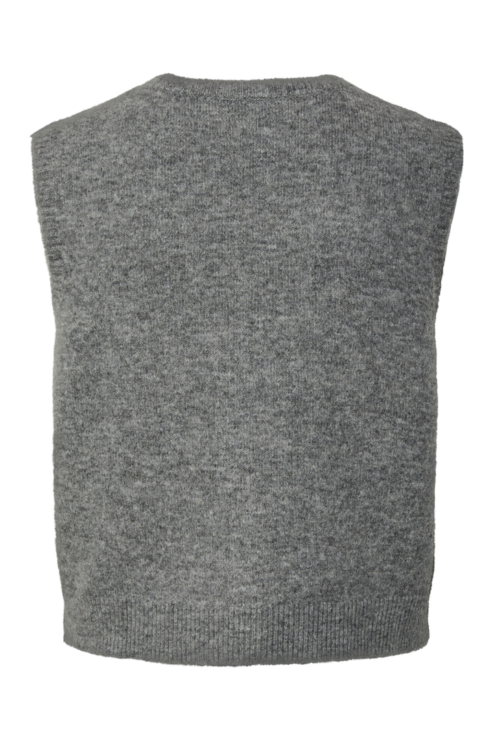 Pieces - Pcsally Sl V-Neck Knit Vest - 5105007 Medium Grey Melange