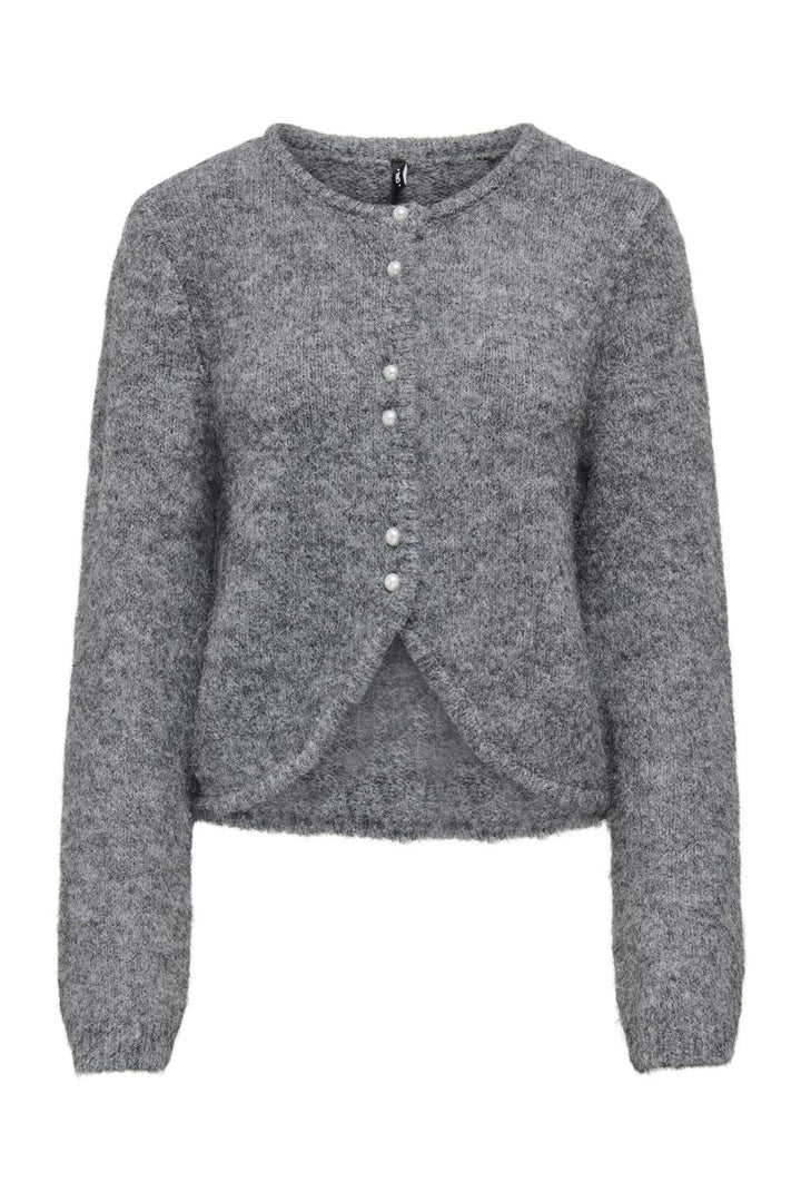 Only - Onlzaggie Ls Button Cardi Cc Knt - 5027936 Dark Grey Melange Pearl Button