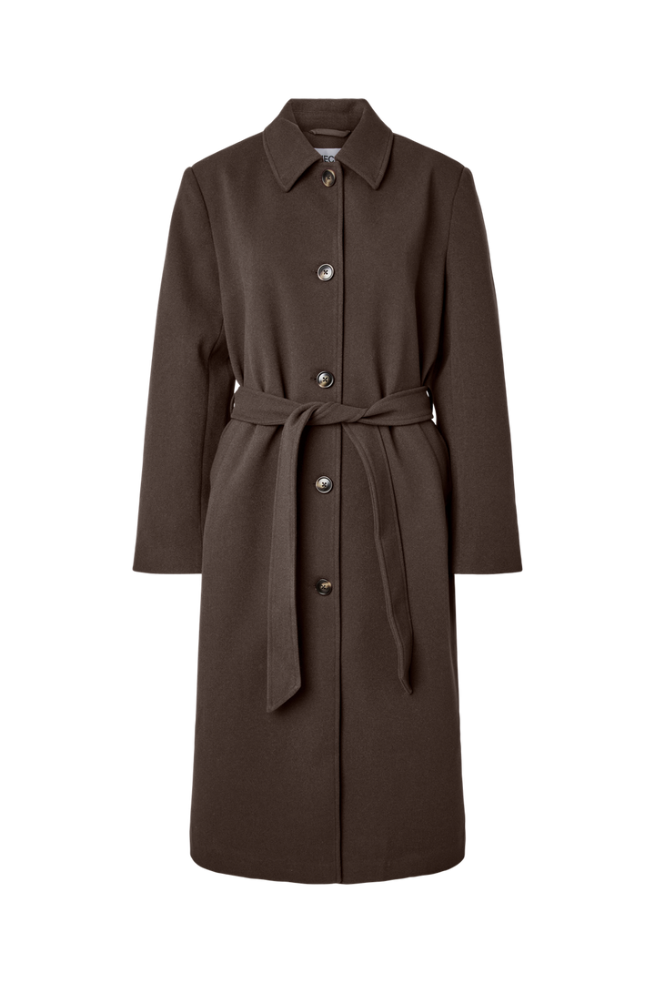 Pieces - Pcaya Long Coat - 5102327 Hot Fudge