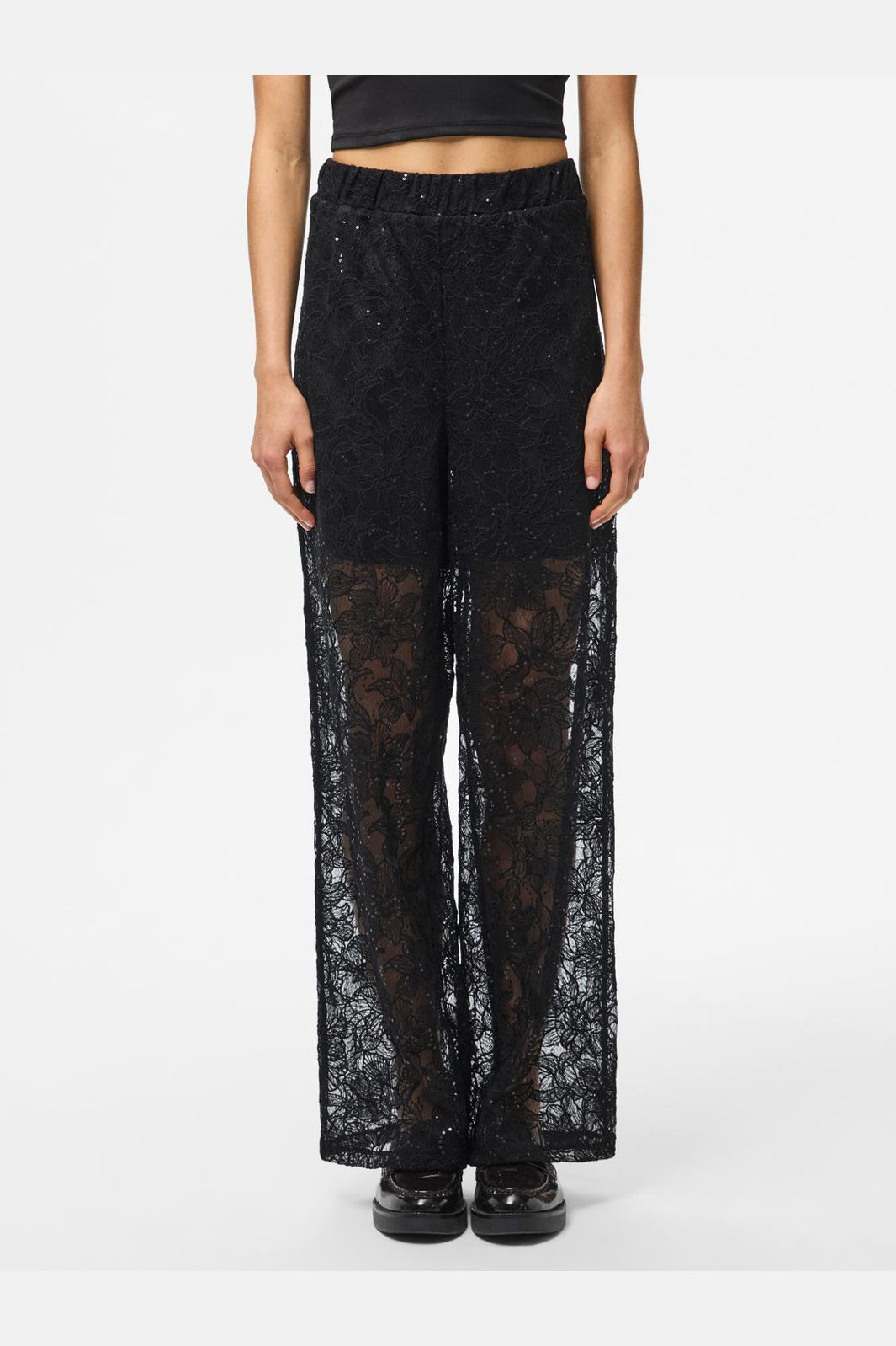 Pieces - Pclouise Straight Pants - 5039172 Black Black Sequins
