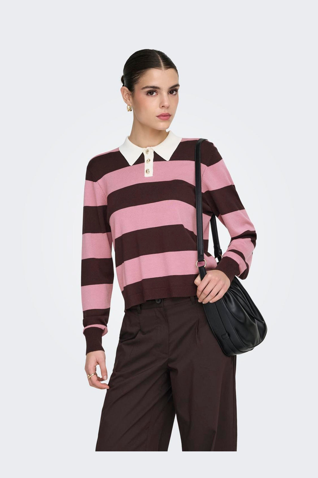 JDY - Jdynaima L/S Polo Pullover Knt - 5077092 Chicory Coffee W. Lilas