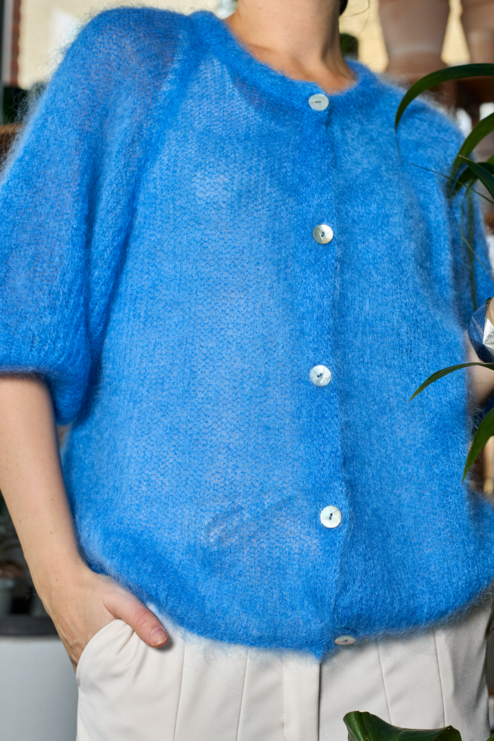 Black Colour - Bcbjoerk Patent Knit Cardigan 1251 - Sky Blue