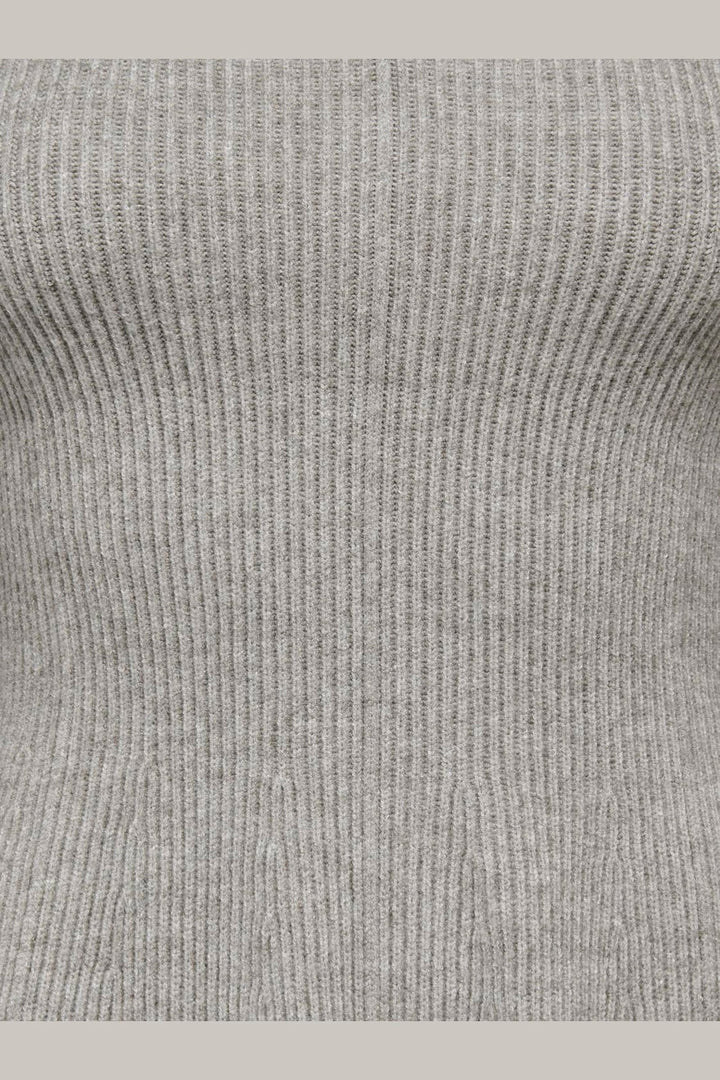 Only - Onlibi Ls V-Neck Rib Peplum Cc Knt - 5021070 Medium Grey Melange