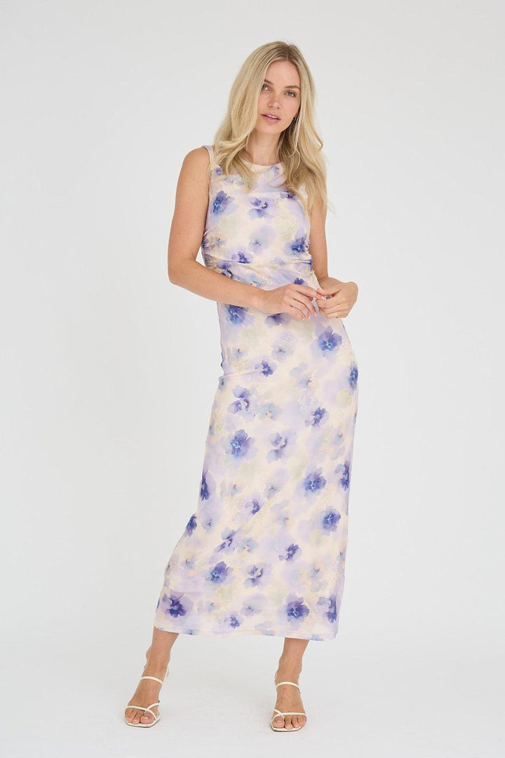 A-View - Belena Dress AV8051 - 129 - Purple/Yellow