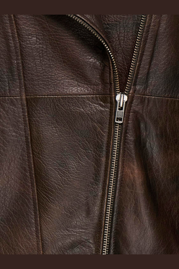 Only - Onlpetra Real Leather Biker - 5275663 Carafe Washed