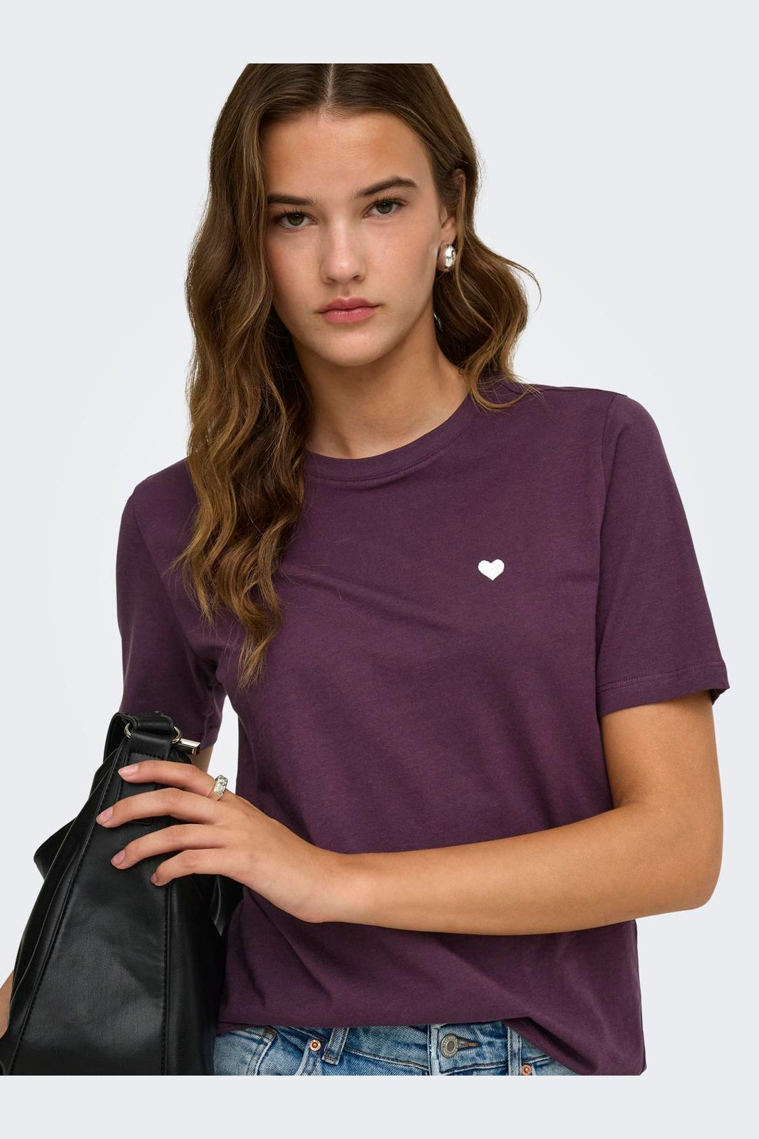 Only - Onlhappy S/S Emb Top - 5204456 Winetasting Pale Lilac Heart