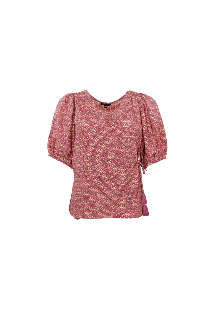 Black Colour - Bcluna Puff Sleeve Wrap Blouse 39175 - Indie Berry