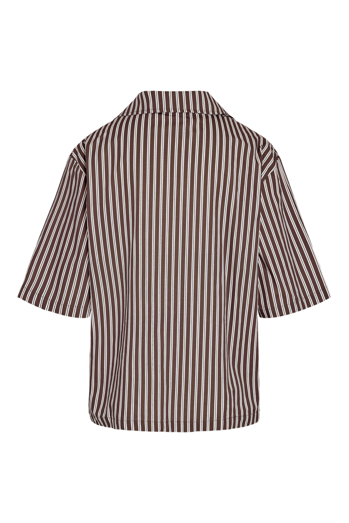 Noisy May - Nmfrida 2/4 Stripe Button Shirt - 5191105 Chocolate Brown Birch