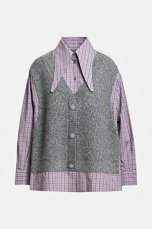 Essentiel Antwerp - Kute Fabric Mix Shirt - K1mm Combo1 Mushroom Mood Skjorter 