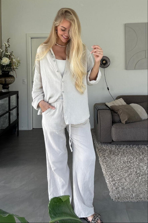 Forudbestilling - A-bee - Sonja Pants - Ecru Bukser 