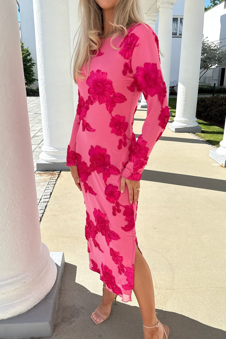 Forudbestilling - BYIC - Eliseic Mesh Dress A23914 - Fuchsia Pink Flower Kjoler 