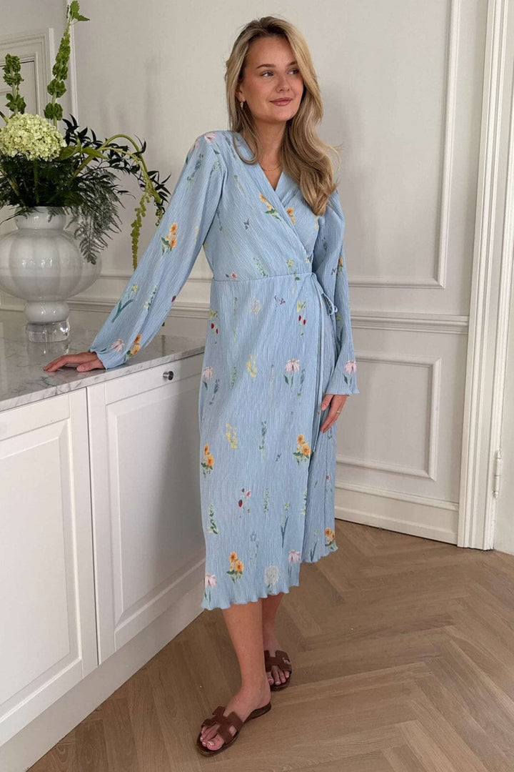 BYIC - Ofeliaic Long Wrap Dress A23640 - Blue Flower Print