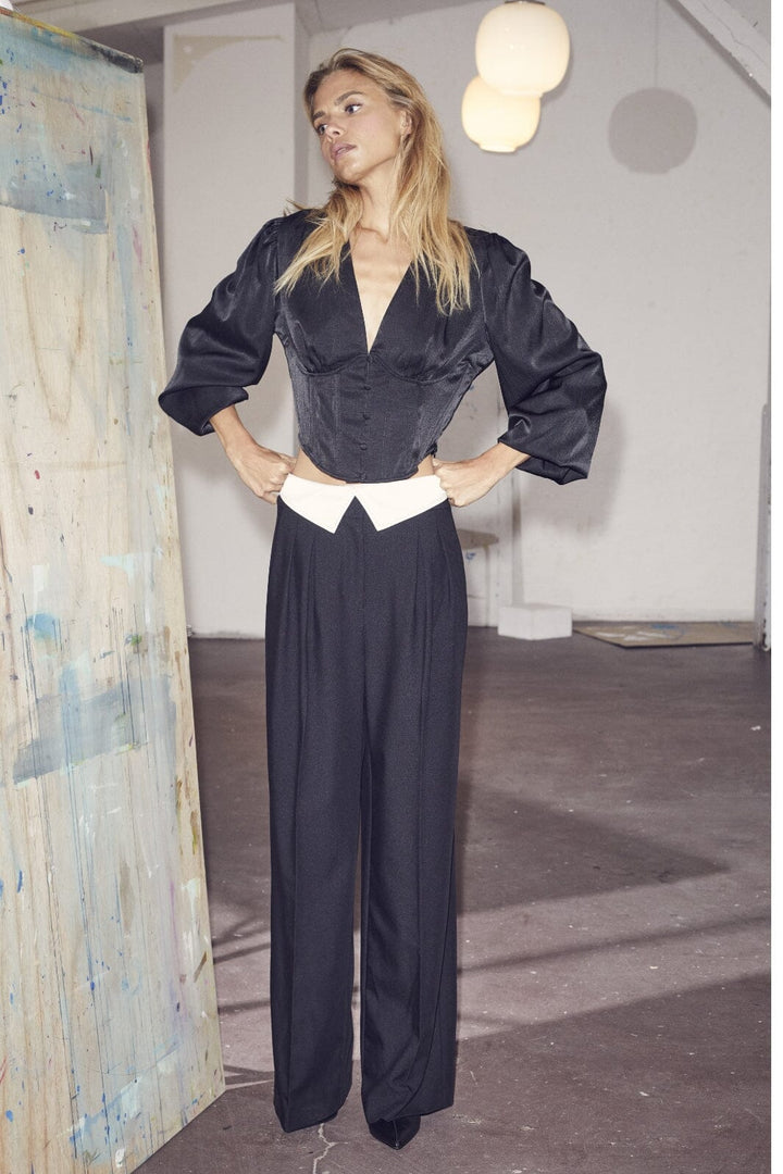 Forudbestilling - Co´couture - Taracc Flip Waist Pant - 96 Black Bukser 