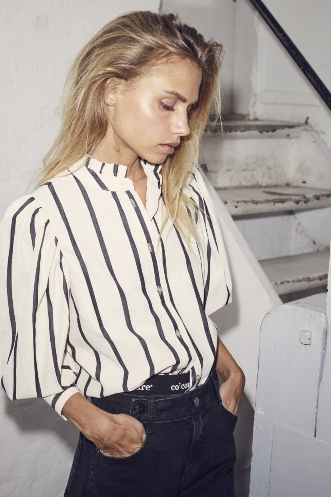 Forudbestilling - Co´couture - Tessiecc Stripe Puff Shirt - 78 Marciblack Skjorter 