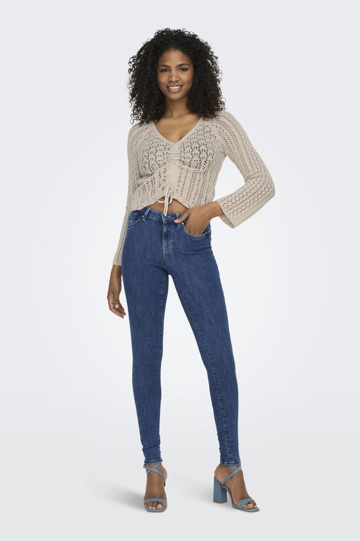 Forudbestilling - Only - Onlnola Life Ls Ruching Pullover Knt - 4030617 Pumice Stone Melange