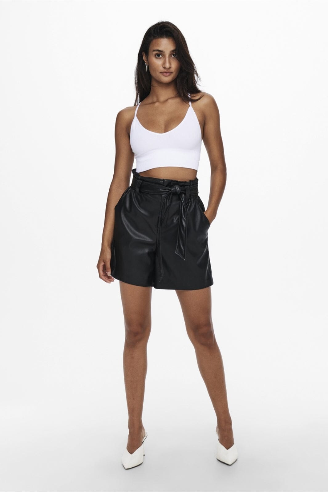 Only - Onlvicky Rib Seamless Vneck Top Acc - 3799604 Bright White