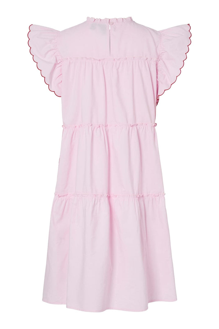 Pieces - Pcjilla Ss O-Neck Short Dress - 4864282 Pink Tulle Goji Berry Stitching