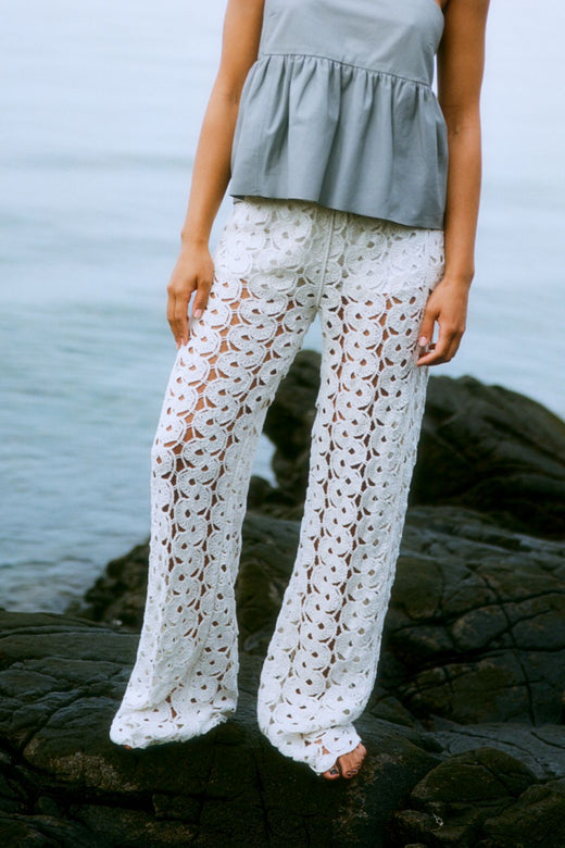 Forudbestilling - Second Female - Coralie Knit Pants 59588 - Light Grey Melange 7001 Bukser 