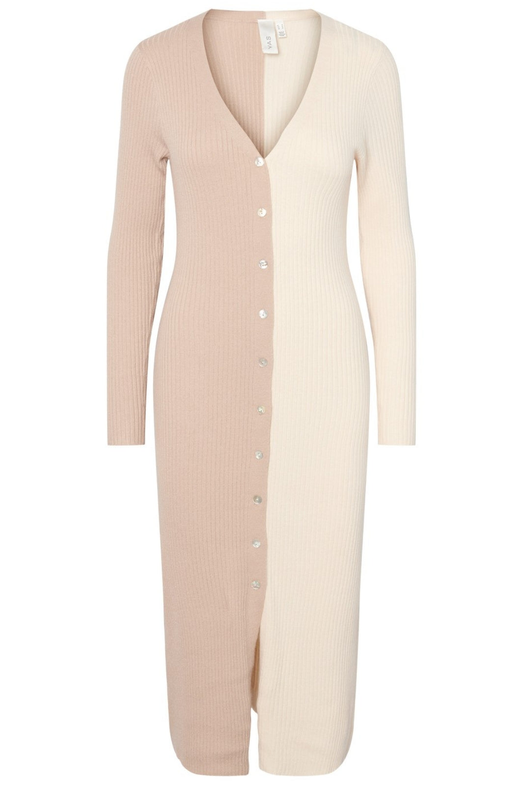 Forudbestilling - Y.A.S - YasApia Ls Midi Knit Dress - Birch - Birch/Sand (Juli) Kjoler 